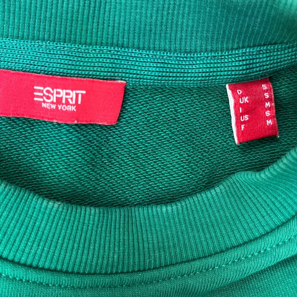 Vintage 90s ESPRIT Green Logo Sweatshirt Boxy Minimalist Fit Small - Picture 10 of 10